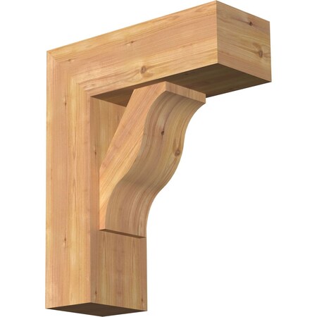 Ekena Millwork Funston Block Smooth Bracket w/ Offset Brace, Western Red Cedar, 7 1/2"W x 20"D x 24"H BKT0806X20X24FST05SWR